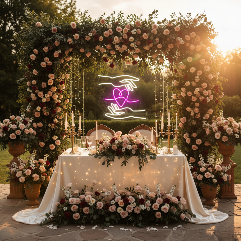 Hand of Love LED neon sign for reception stage decoration – Neon.Shop