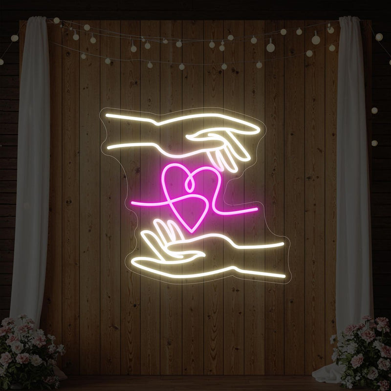 Hand of Love LED neon sign for reception stage decoration – Neon.Shop