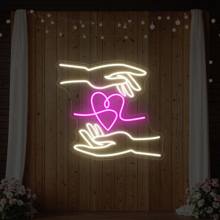 Hand of Love LED neon sign for reception stage decoration – Neon.Shop