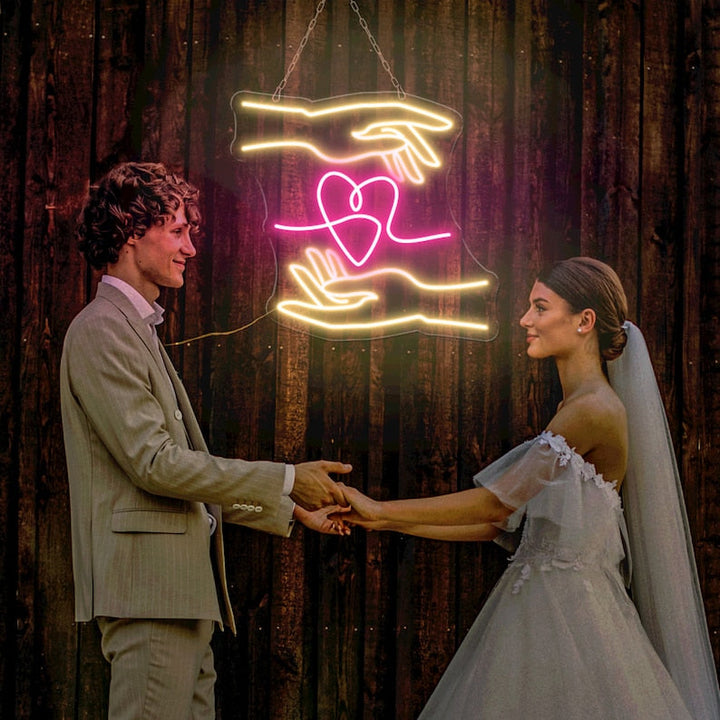 Hand of Love LED neon sign for reception stage decoration – Neon.Shop