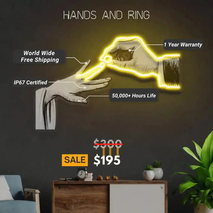 Hands and Ring UV Light | Neon Artistry & Installation Set