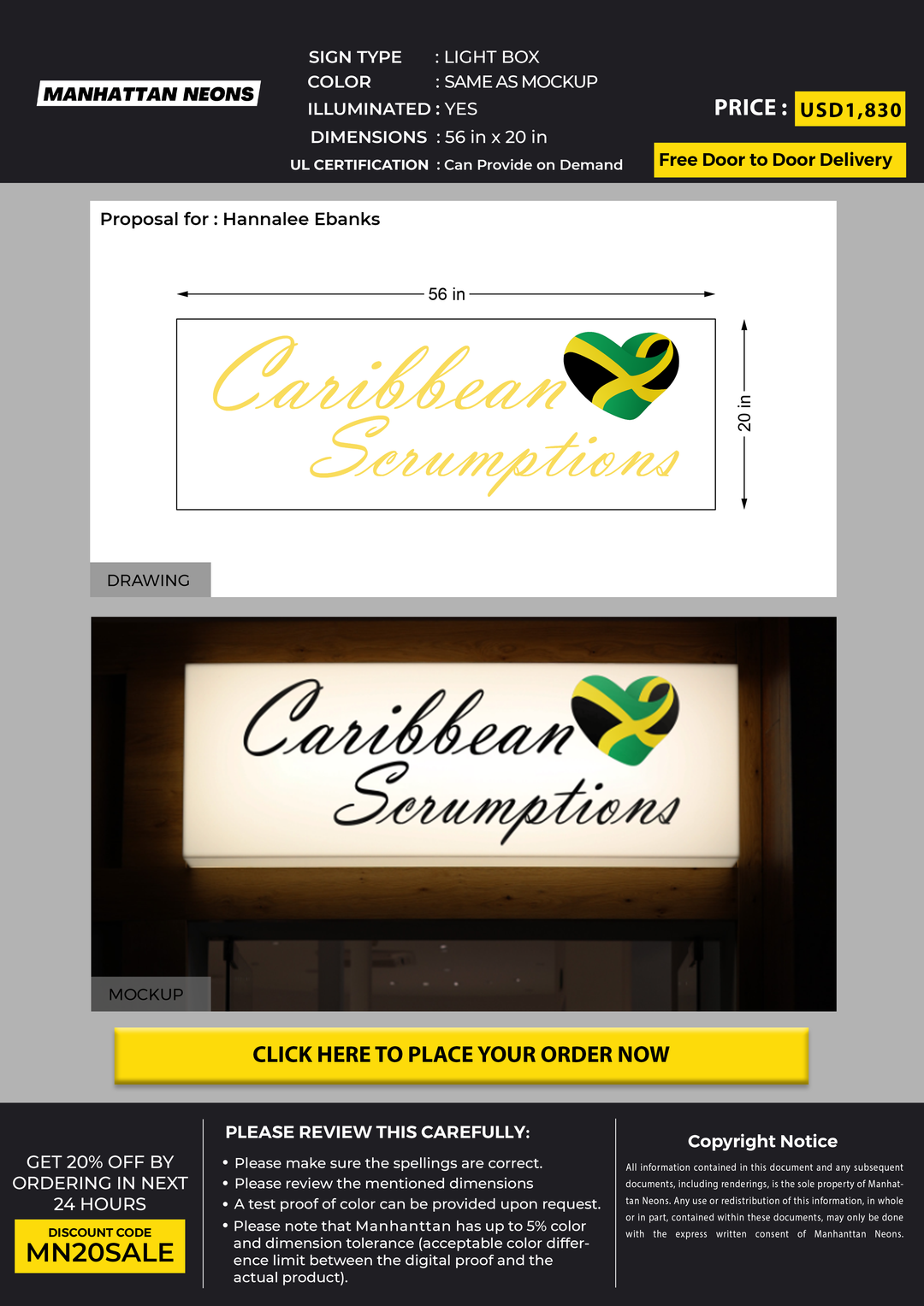 Lightbox Sign for Hannalee Ebanks