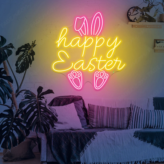 Happy Easter neon sign light for Easter celebration backdrop Neon.Shop