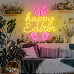 Happy Easter neon sign light for Easter celebration backdrop Neon.Shop