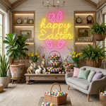 Happy Easter neon sign light for Easter celebration backdrop Neon.Shop