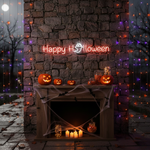 Happy Halloween LED neon sign glowing brightly, ideal for Halloween parties, home décor, and spooky seasonal displays by Neon.Shop