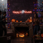 Happy Halloween LED neon sign glowing brightly, ideal for Halloween parties, home décor, and spooky seasonal displays by Neon.Shop