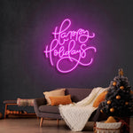 Happy Holidays Merry Christmas Neon Sign by Neon.Shop glowing in festive holiday colors