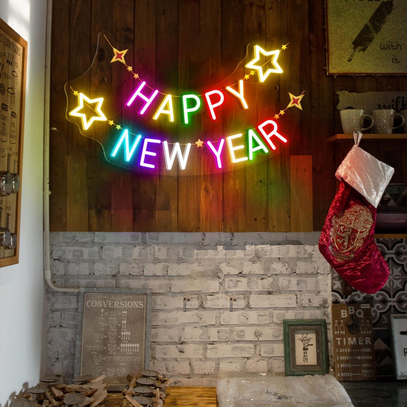 Happy New year Colorful LED Neon sign by Neon.Shop with high-quality silicone LED tubing