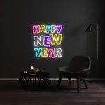 Happy New Year Multicolor glowing neon light for home and party décor from Neon.Shop