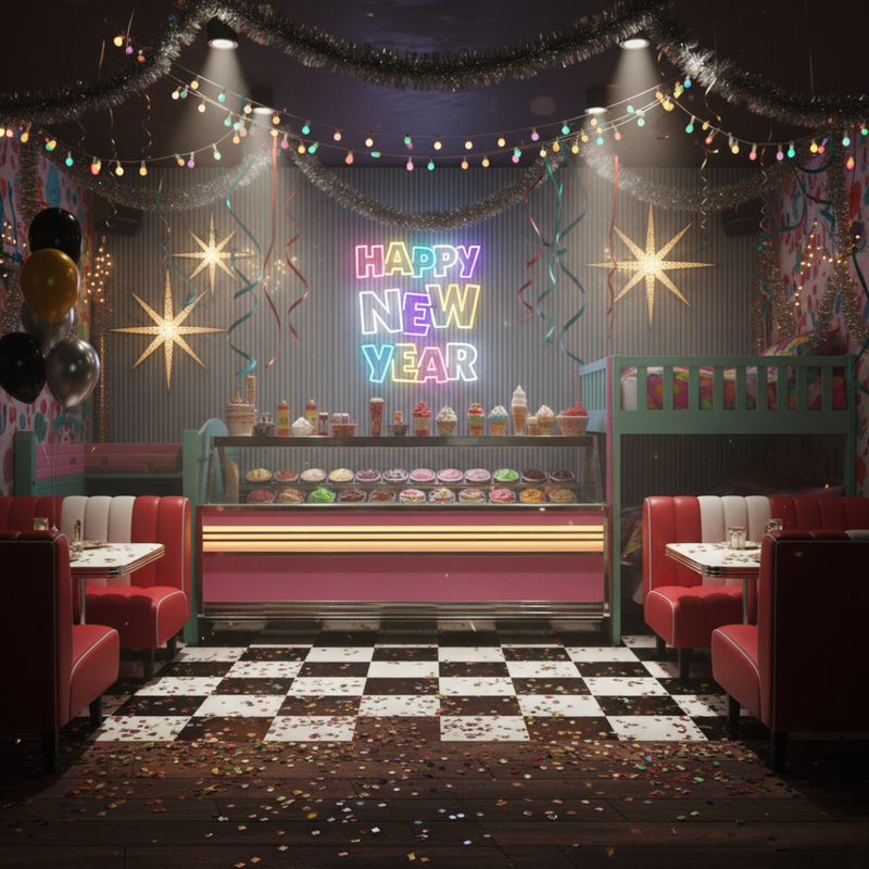 Happy New Year Multicolor glowing neon light for home and party décor from Neon.Shop