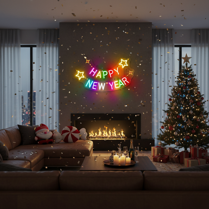 Happy New year Colorful LED Neon sign by Neon.Shop with high-quality silicone LED tubing