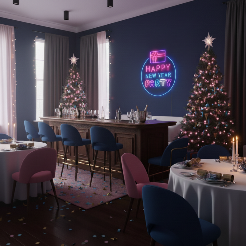 Happy New Year Party Neon Sign by Neon.Shop for home and event décor