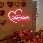Happy Valentine’s Day Heart LED neon sign by Neon.Shop glowing with a romantic heart design, perfect for Valentine décor and gifts