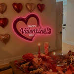 Happy Valentine’s Day Heart LED neon sign by Neon.Shop glowing with a romantic heart design, perfect for Valentine décor and gifts