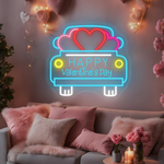 Happy Valentine’s Day Truck Neon Sign illuminating themed interiors by Neon.Shop