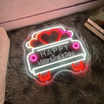 Happy Valentine’s Day Truck Neon Sign illuminating themed interiors by Neon.Shop