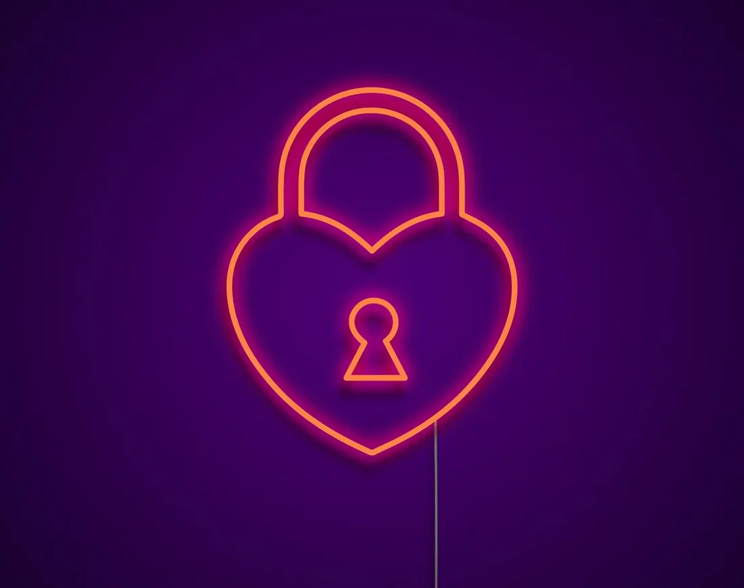 Heart Lock Valentine's Day Neon Sign by manhattanneons.com – Unlock love with this charming heart lock neon design.