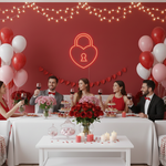 Heart Lock Valentine’s Day LED neon sign glowing in warm romantic tones, ideal for bedroom décor, Valentine’s gifts, cafés, and love-themed displays by Neon.Shop.