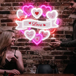 Heart Love UV Print Valentine’s Day Neon Sign with vibrant LED glow by Neon.Shop