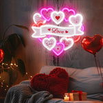 Heart Love UV Print Valentine’s Day Neon Sign with vibrant LED glow by Neon.Shop