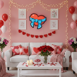 Heart With Ribbon Bow Valentine’s Day LED neon sign glowing in warm romantic tones, ideal for bedroom décor, Valentine’s gifts Neon.Shop.