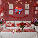 Heart With Ribbon Bow Valentine’s Day LED neon sign glowing in warm romantic tones, ideal for bedroom décor, Valentine’s gifts Neon.Shop.
