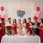 Heart With Ribbon Bow Valentine’s Day LED neon sign glowing in warm romantic tones, ideal for bedroom décor, Valentine’s gifts Neon.Shop.
