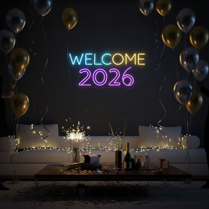Welcome 2026 LED Neon Sign for parties and décor by Neon.Shop