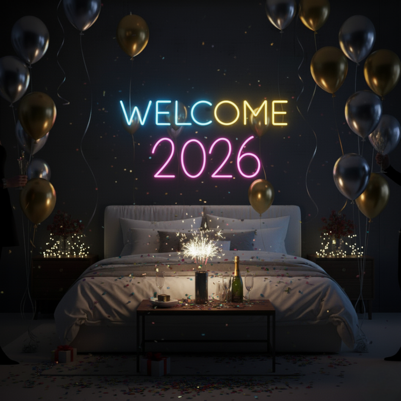 Welcome 2026 LED Neon Sign for parties and décor by Neon.Shop