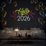 Hello 2026 LED Neon Sign by Neon.Shop glowing bright for New Year décor