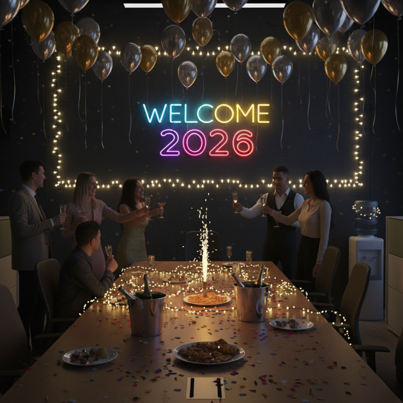 Welcome 2026 LED Neon Sign for parties and décor by Neon.Shop
