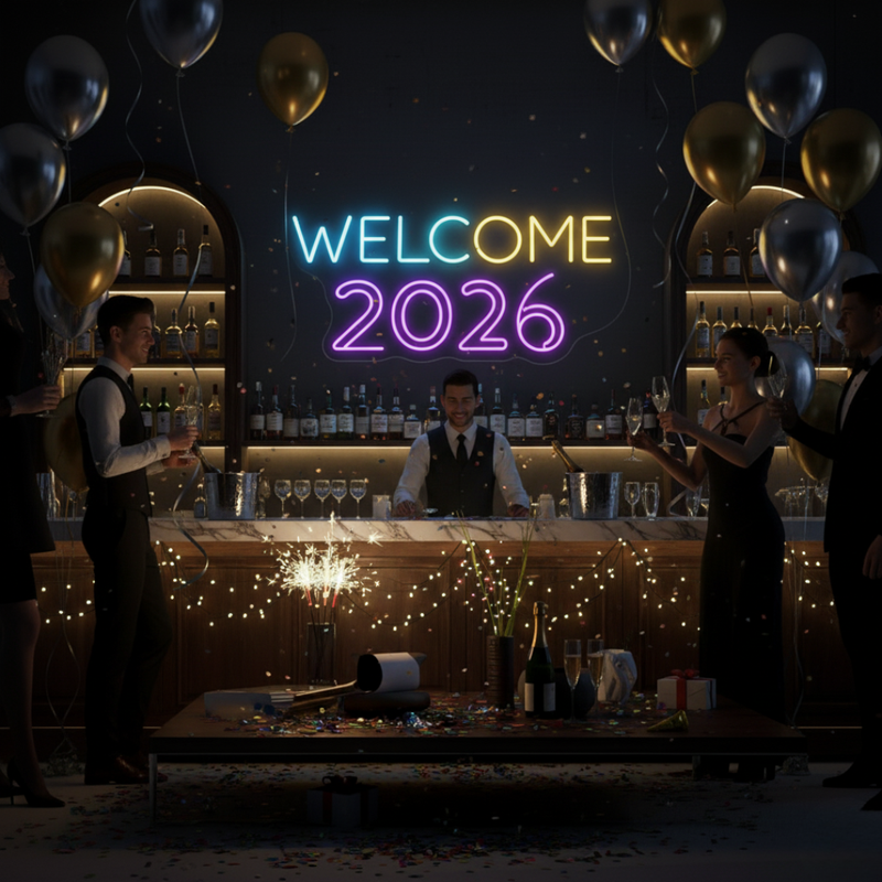 Welcome 2026 LED Neon Sign for parties and décor by Neon.Shop