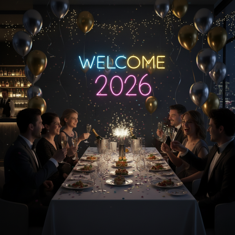 Welcome 2026 LED Neon Sign for parties and décor by Neon.Shop