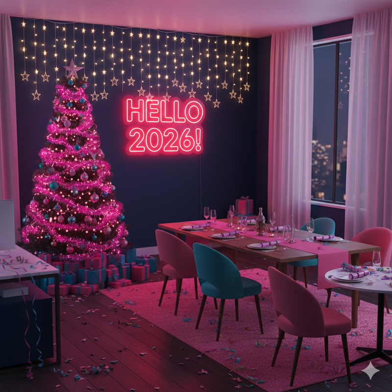 Hello 2026 LED Neon Sign by Neon.Shop for New Year décor