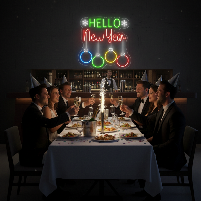 Hello New Year Neon Sign for home and party décor by Neon.Shop