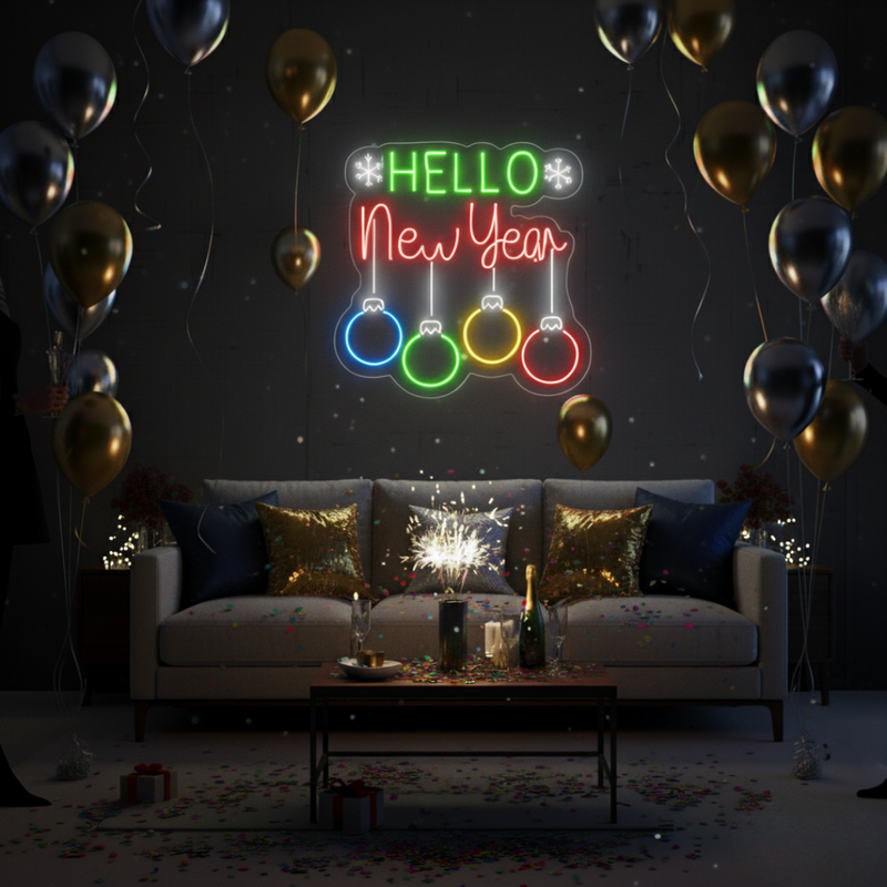 Hello New Year Neon Sign for home and party décor by Neon.Shop