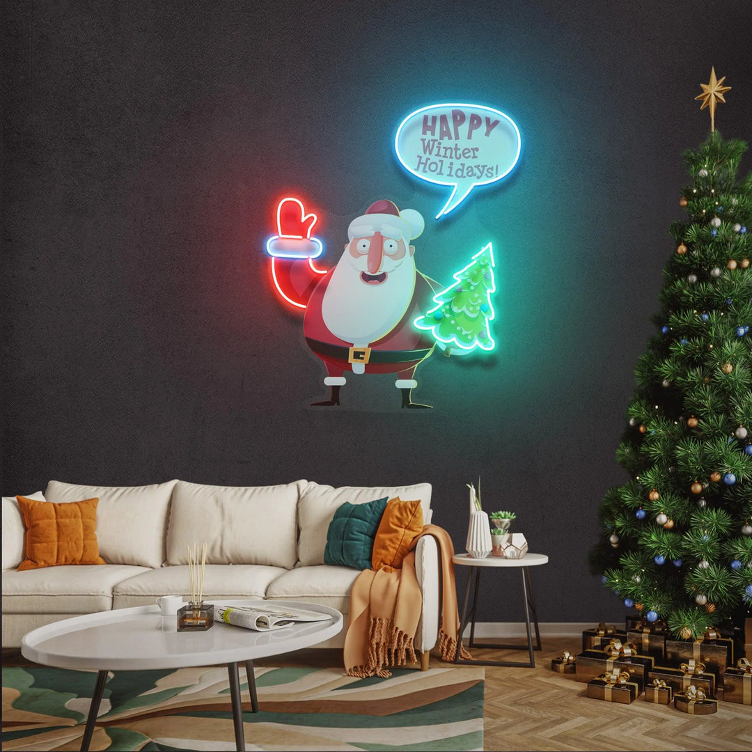 Hello Santa! Merry Christmas Neon Sign by manhattanneons.com - Greet Santa with this festive neon sign.