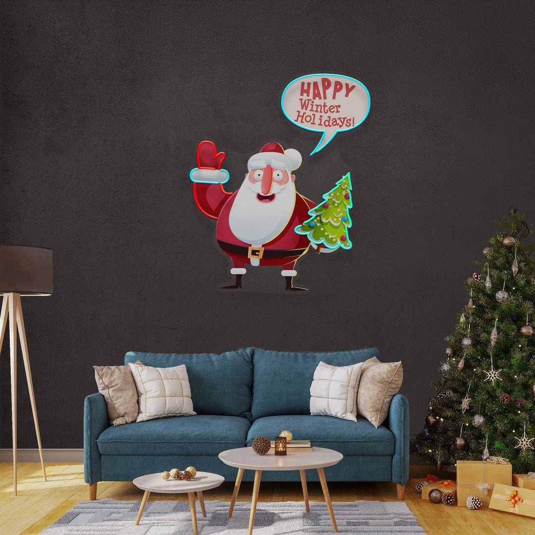 Hello Santa! Merry Christmas Neon Sign by manhattanneons.com - Greet Santa with this festive neon sign.