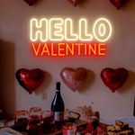 Hello Valentine LED neon sign by Neon.Shop glowing with romantic lettering, perfect for Valentine décor, bedrooms, and events