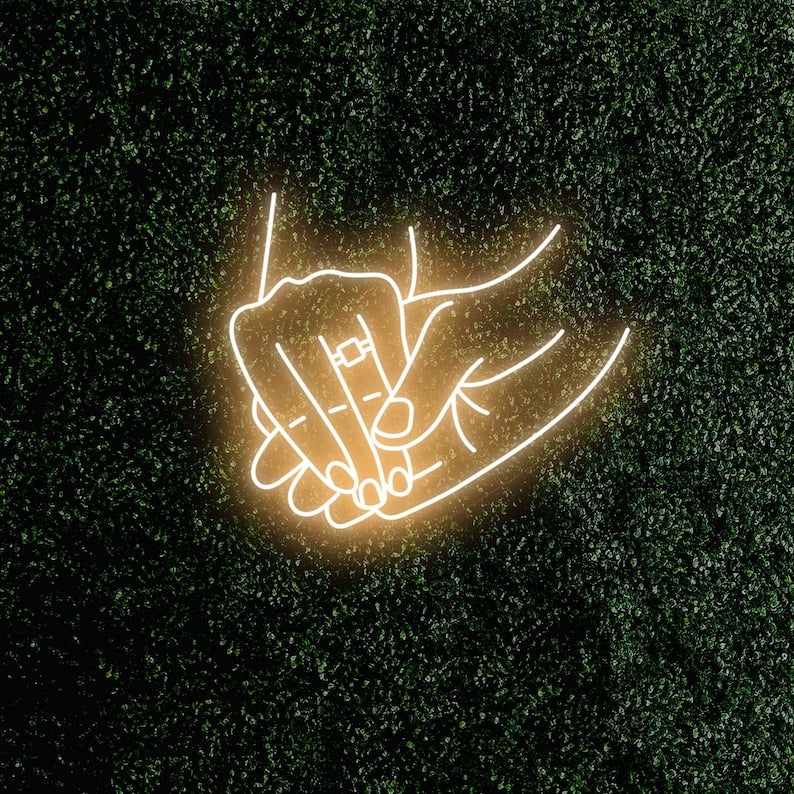 Holding Hands with Ring wedding LED neon sign wall décor – Neon.Shop