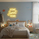Home Sweet Home neon sign glowing on wall for cozy home décor by Neon.Shop