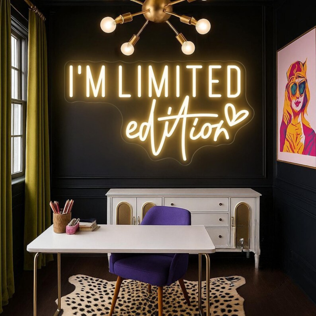 I Am Limited Edition LED neon sign by Neon.Shop glowing on a wall as bold and inspirational neon décor