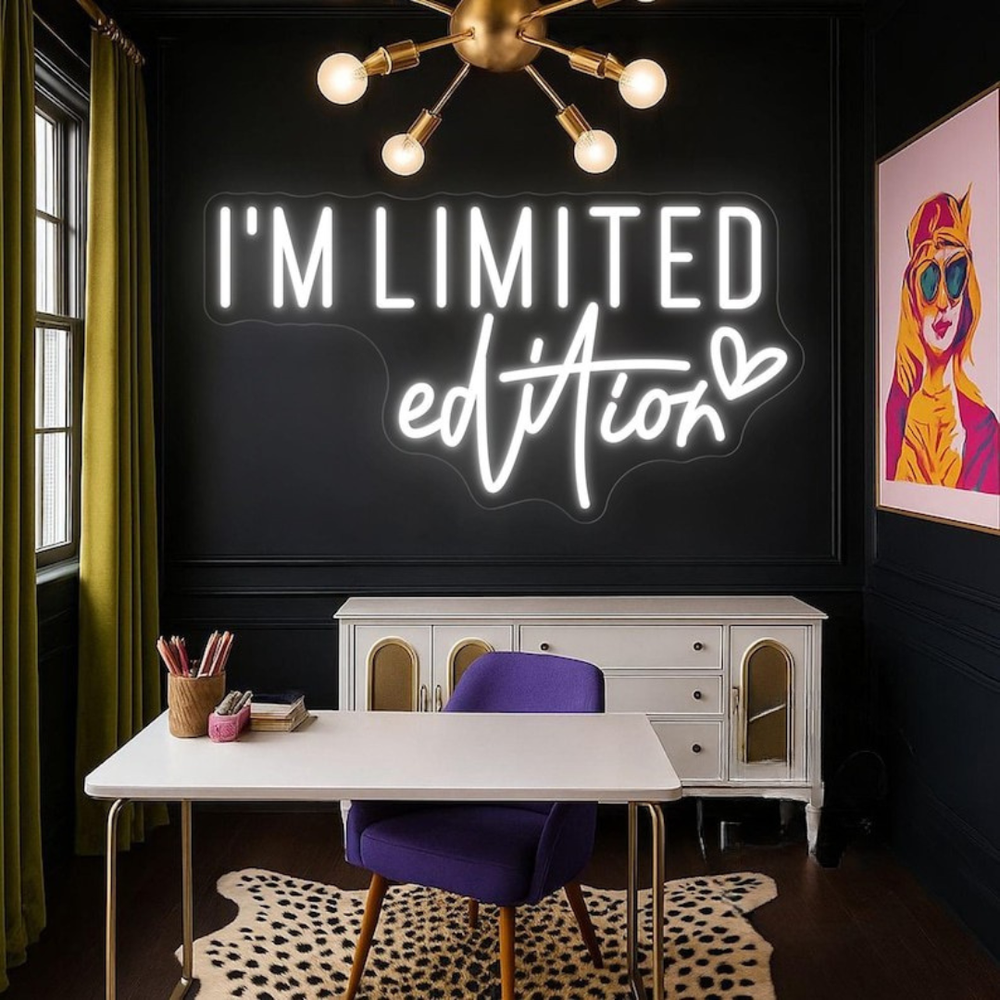 I Am Limited Edition LED neon sign by Neon.Shop glowing on a wall as bold and inspirational neon décor