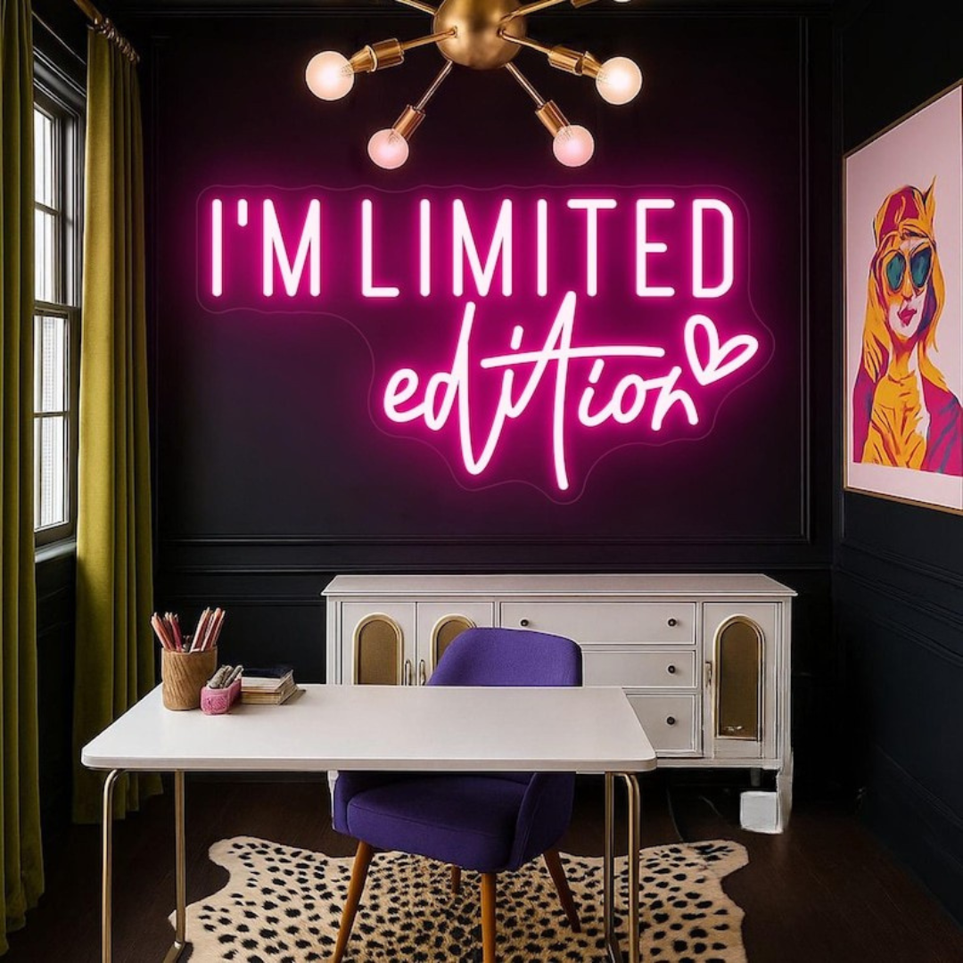 I Am Limited Edition LED neon sign by Neon.Shop glowing on a wall as bold and inspirational neon décor