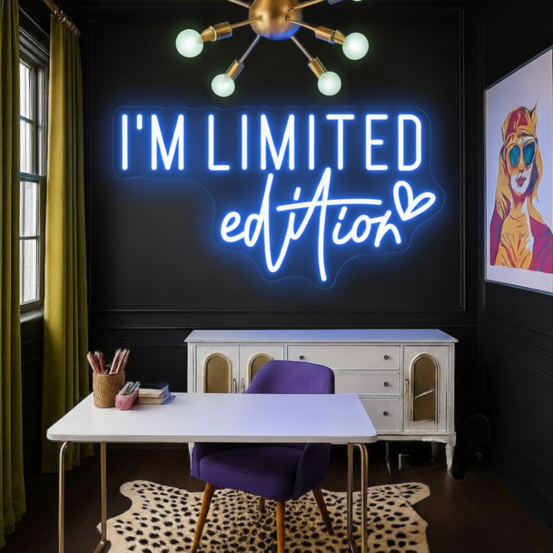 I Am Limited Edition LED neon sign by Neon.Shop glowing on a wall as bold and inspirational neon décor