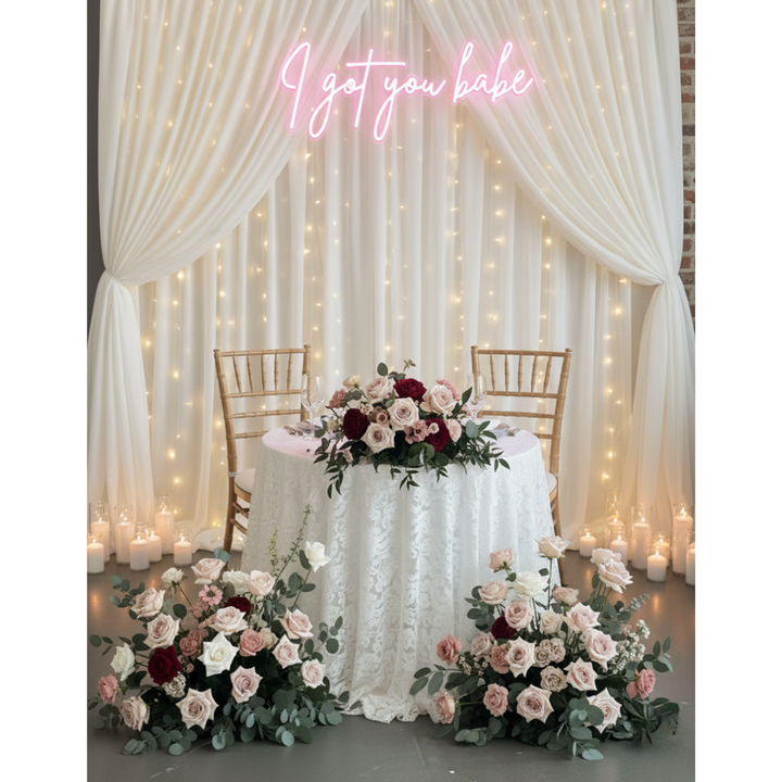 Elegant wedding backdrop neon sign I Got You Babe Neon.Shop