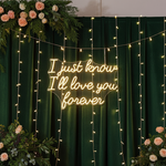 I Just Know I’ll Love You Forever wedding LED neon sign glowing on backdrop – Neon.Shop