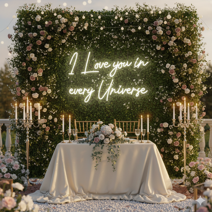 But First Bubbles wedding LED neon sign glowing on reception backdrop – Neon.Shop