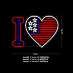 I love USA LED neon sign with a glowing heart, perfect for patriotic home décor and celebrations by Neon.Shop